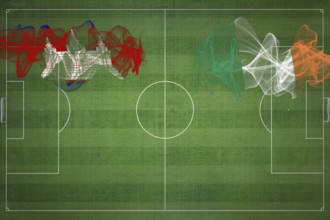 Cambodia vs Ireland Soccer Match, national colors, national flags, soccer field, football game,