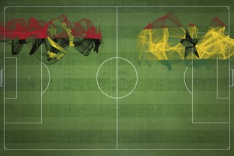 Angola vs Ghana Soccer Match, national colors, national flags, soccer field, football game,