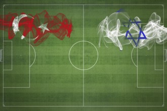Turkey vs Israel Soccer Match, national colors, national flags, soccer field, football game,