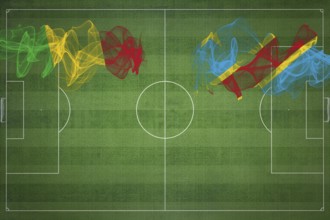 Mali vs DR Congo Soccer Match, national colors, national flags, soccer field, football game,