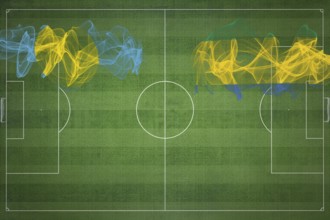 Palau vs Gabon Soccer Match, national colors, national flags, soccer field, football game,