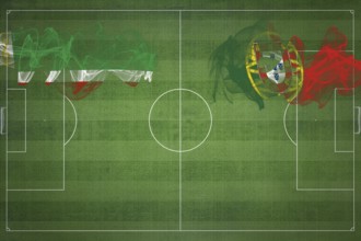 Chechnya vs Portugal Soccer Match, national colors, national flags, soccer field, football game,
