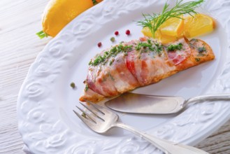 Salmon in the bacon coat