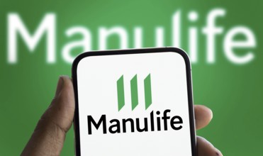 Manulife logo is displayed on smartphone. Manulife Financial Corporatipon is a Canadian