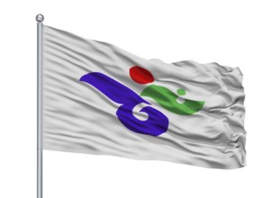 Bizen City Flag On Flagpole, Country Japan, Okayama Prefecture, Isolated On White Background
