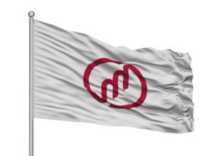 Miyazu City Flag On Flagpole, Country Japan, Kyoto Prefecture, Isolated On White Background