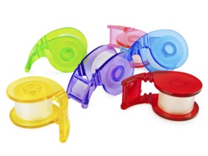 Multicolored Scotch tape collection over white
