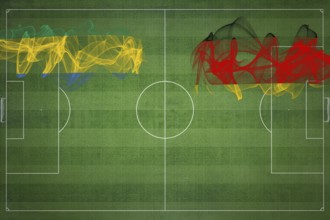 Gabon vs Germany Soccer Match, national colors, national flags, soccer field, football game,