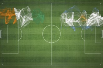 Ivory Coast vs Argentina Soccer Match, national colors, national flags, soccer field, football