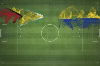 Guyana vs Colombia Soccer Match, national colors, national flags, soccer field, football game,