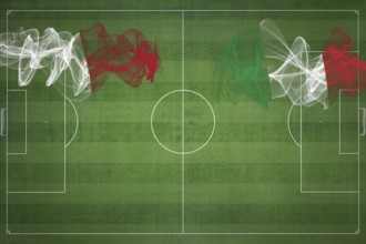 Malta vs Italy Soccer Match, national colors, national flags, soccer field, football game,