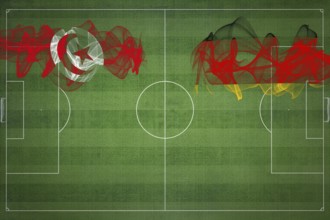 Tunisia vs Germany Soccer Match, national colors, national flags, soccer field, football game,