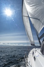 Sailing on a sailing yacht on the ocean