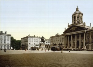 The Place Royale, Royal Square, with a statue of Gottfried von Bouillon and the church of St