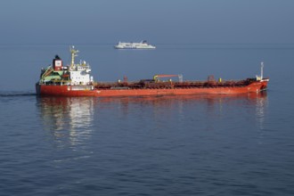 Chemical and oil tanker, 147m length, 24m height, flag Panama, Baltic Sea