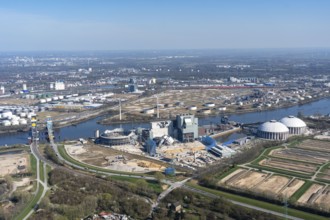 Aerial view, power station, Moorburg, demolition, coal-fired power station, Süderelbe, Hamburg,