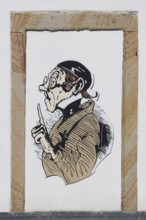 Mural with Teacher Lämpel from children's stories by Max and Moritz by Wilhelm bush, humour,