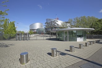 European Court of Human Rights, ECHR, EU, court, modern, building, bollard, Strasbourg, Bas-Rhin,