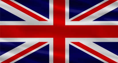 United Kingdom flag with a fabric texture waving. Close up of flag of United Kingdom with cloth
