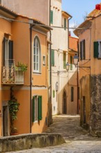 Narrow alley in Marciana Alta, Elba Island, Tuscan Archipelago National Park, Tuscany, Italy