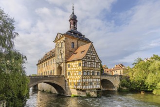 Old Town Hall on an artificial island in the River Regnitz. The landmark can be reached via two
