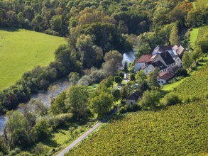 View of the state winery Kloster Pforta on the Saale with vineyard, Naumburg, Saxony-Anhalt,