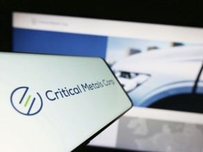 Stuttgart, Germany, 07-27-2023: Mobile phone with logo of lithium company Critical Metals Corp. on