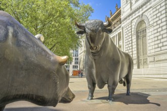 Bronze sculpture, Bull and Bear, German Stock Exchange, Stock Exchange Square, Frankfurt am Main,