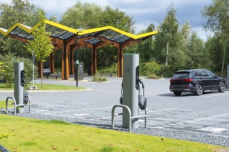 Fast charging station with 300KW charging points in the Ruhr area near Bochum, Germany