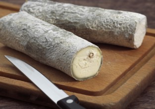 French cheese called Sainte Maure de Touraine, cheese made from goat's milk