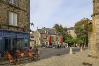 Church square and Rue Vannetaise, medieval town of Guerande, Loire-Atlantique department, Pays de