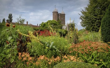 Beautiful flowers, trees and plants and garden landscaping in Sissinghurst Caslte Gardens in
