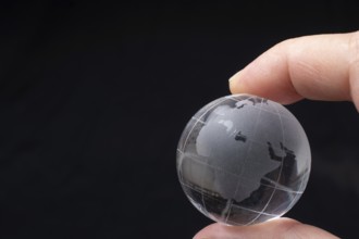 Glass globe for environment and conservation. Global business or education concepts