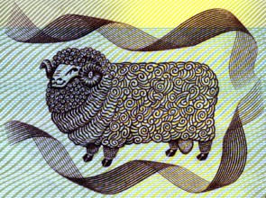 A merino ram on the old Australian $2 bank note featuring John MacArthur