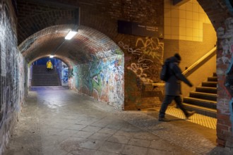 Germany, Berlin, 08. 01. 2020, tunnel tram station Waidmannslust, graffiti