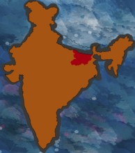 Illustration, bihar location map, india, asia