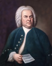 Johann Sebastian Bach, 1685, 1750, German composer, digital edited according to a painting by Elias
