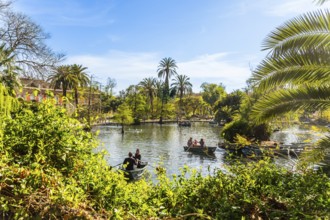 Boat trips in La Ciutadella Park (Parc de La Ciutadella) in the historic centre of Barcelona, Spain