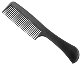 Flat plastic comb for hairdressers, ideal for detangling and styling hair. A staple in any beauty