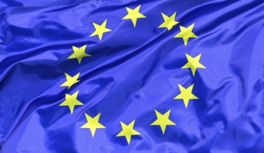 Close-up of the euro flag, banner of the European Union