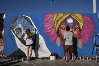Germany, Berlin, 09.06.2024, Sunday afternoon in Mauerpark, Graffiti Wall (inner wall), Eme