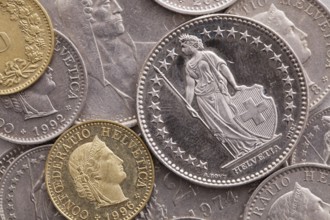 Different coins of Swiss Franc