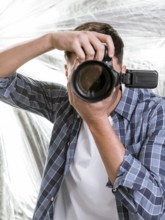 Man taking with professional camera