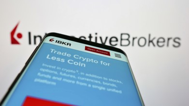 Stuttgart, Germany, 07-24-2022: Smartphone with website of US company Interactive Brokers LLC (IB)
