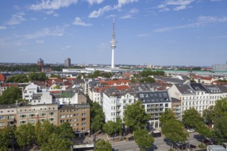 Heinrich Hertz television tower, exhibition halls and residential buildings in the
