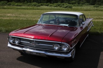American classic car, Chevrolet Impala from 1960, red, Arvika, Värmland, Sweden