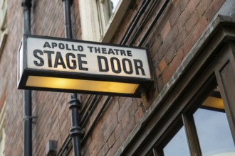 Apollo theatre Stage Door sign, Archer Street, Soho, West End, London, England, UK