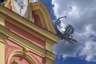 Dragon figure as gargoyle at Wilten Abbey, Klostergasse 7, Wilten, Innsbruck, Austria