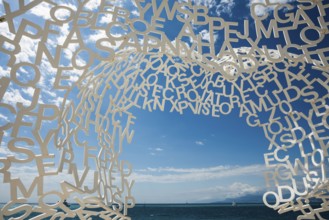 Sculpture made of letters, Le Nomade, artist Jaume Plensa, Antibes, Provence Alpes Côte d'Azur,