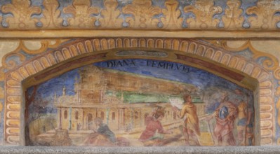 Fresco Wonder of the World Ephesus, Temple of Diana at the Fountain of Miracles, 1508, in the